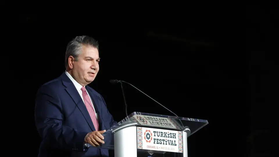 Ambassador of Türkiye to the United States Mr. Sedat Önal welcomes guests to the festival on opening day.